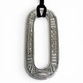 Hermes Touareg Pendant Leather Oval Necklace Silver