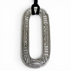 Hermes Touareg Pendant Leather Oval Necklace Silver