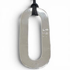 Hermes Touareg Pendant Leather Oval Necklace Silver — view 4