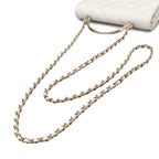 Chanel Quilted 2-Way Hand Chain Wallet Lambskin White Gold Shoulder — view 6