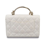 Chanel Quilted 2-Way Hand Chain Wallet Lambskin White Gold Shoulder — view 3