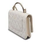 Chanel Quilted 2-Way Hand Chain Wallet Lambskin White Gold Shoulder — view 4