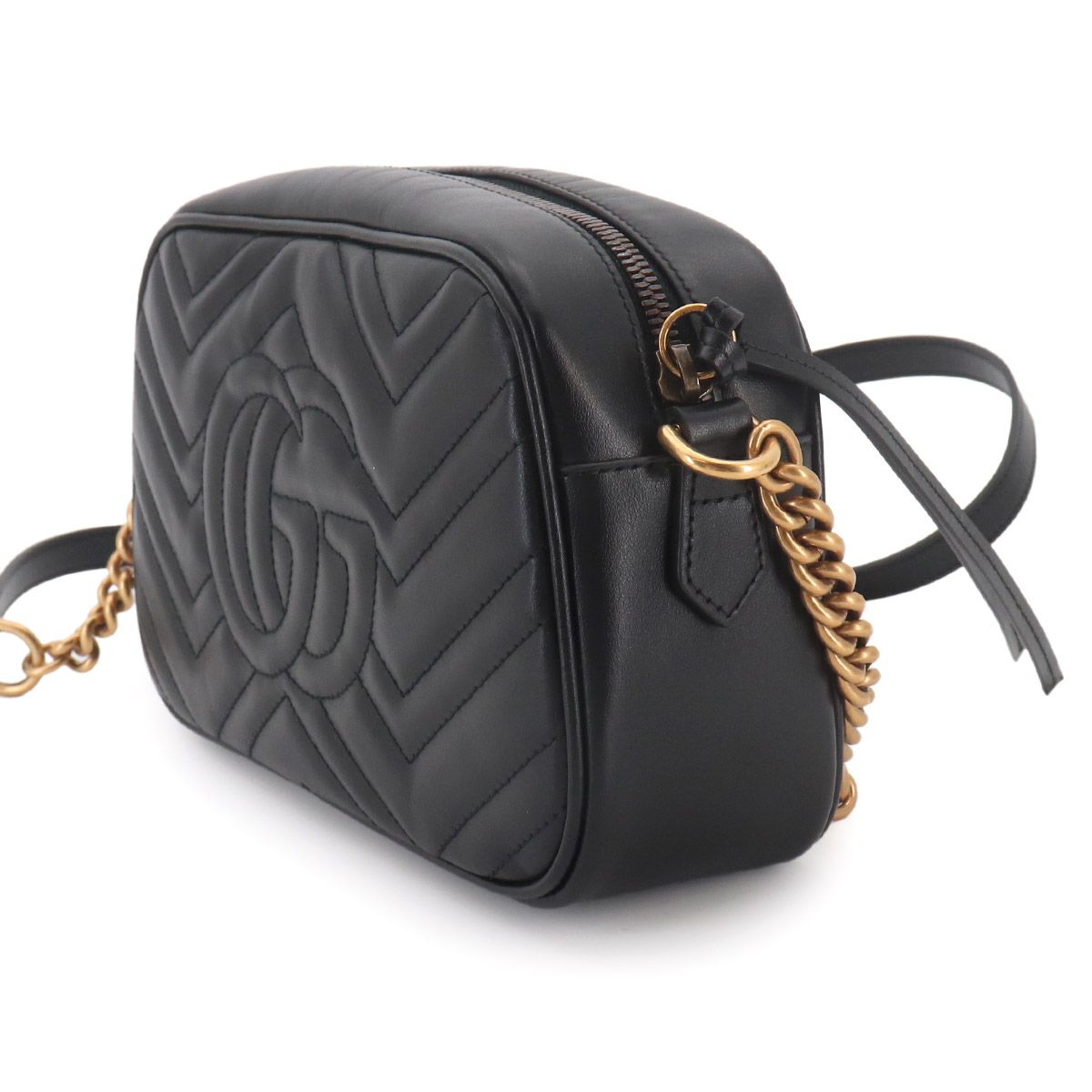 Gucci GG Marmont Chain Shoulder Bag Leather Black — view 4