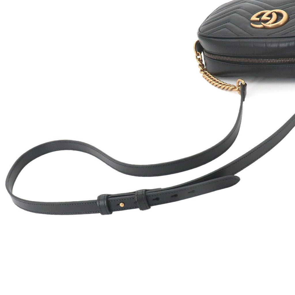 Gucci GG Marmont Chain Shoulder Bag Leather Black — view 6