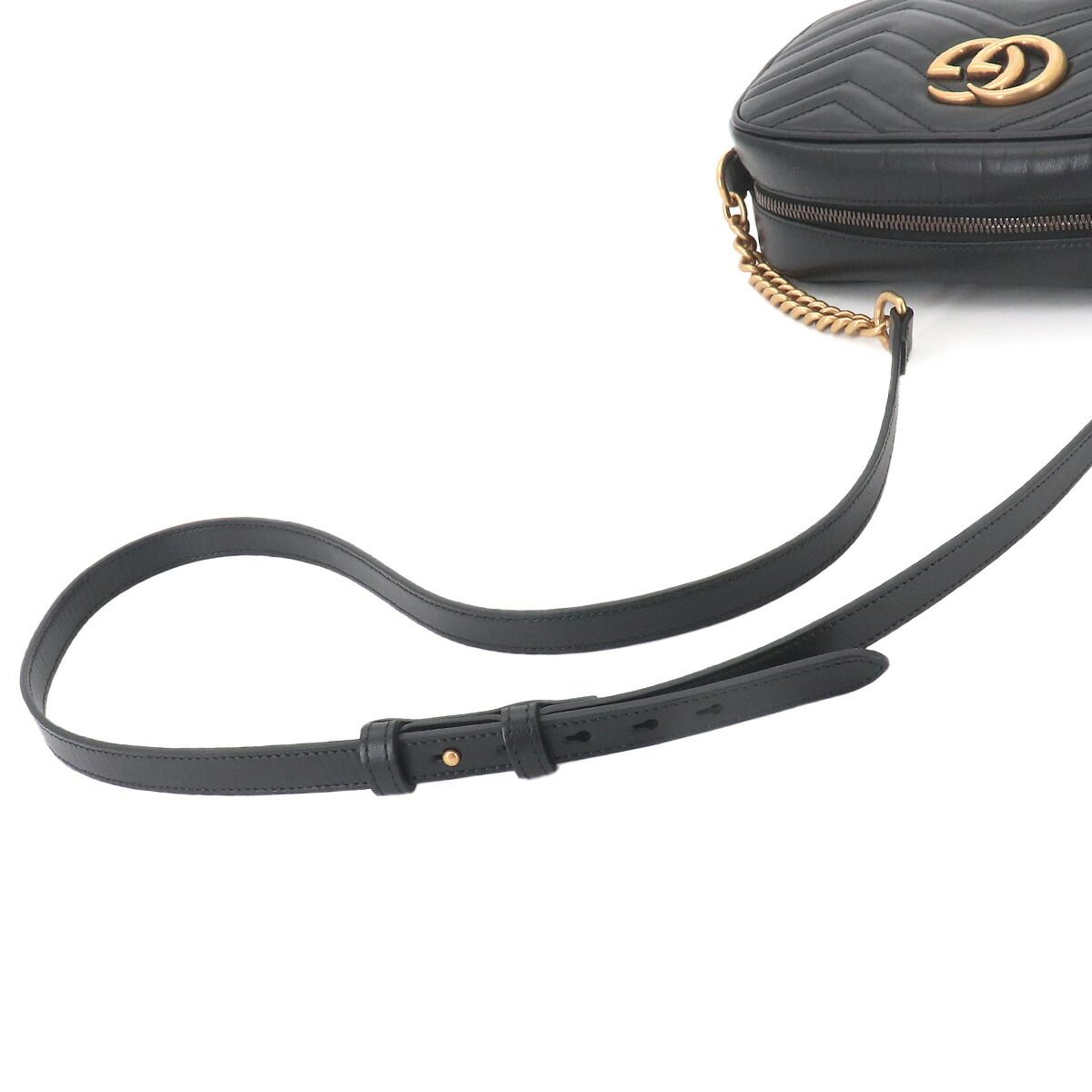 Gucci GG Marmont Chain Shoulder Bag Leather Black — view 6