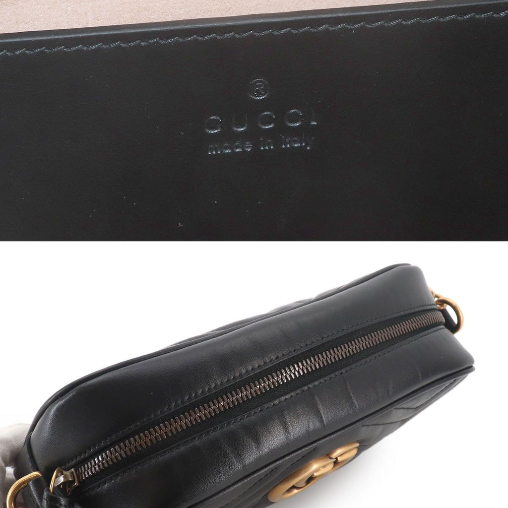 Gucci GG Marmont Chain Shoulder Bag Leather Black — view 9