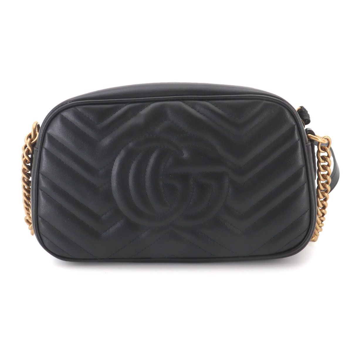 Gucci GG Marmont Chain Shoulder Bag Leather Black — view 3