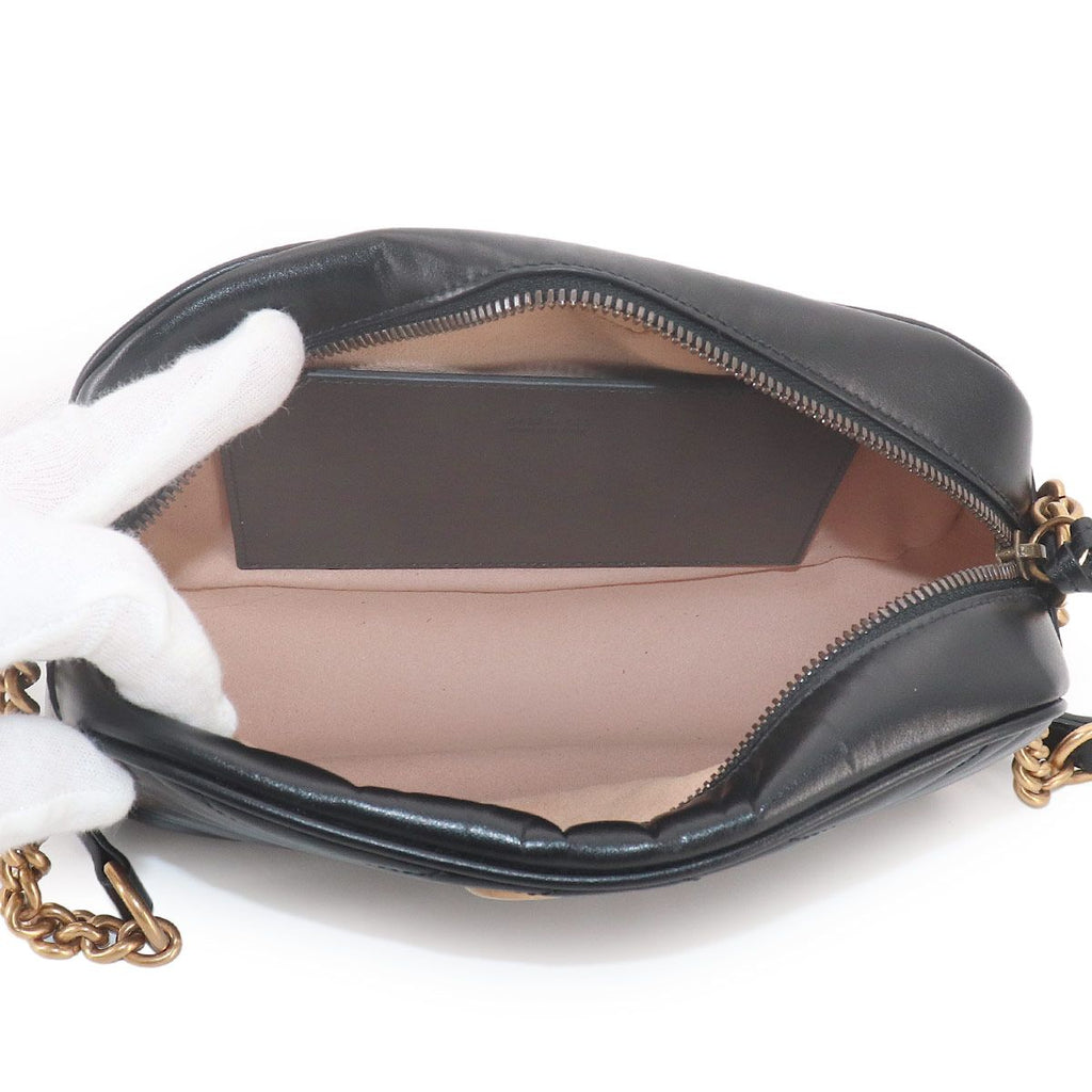 Gucci GG Marmont Chain Shoulder Bag Leather Black — view 7