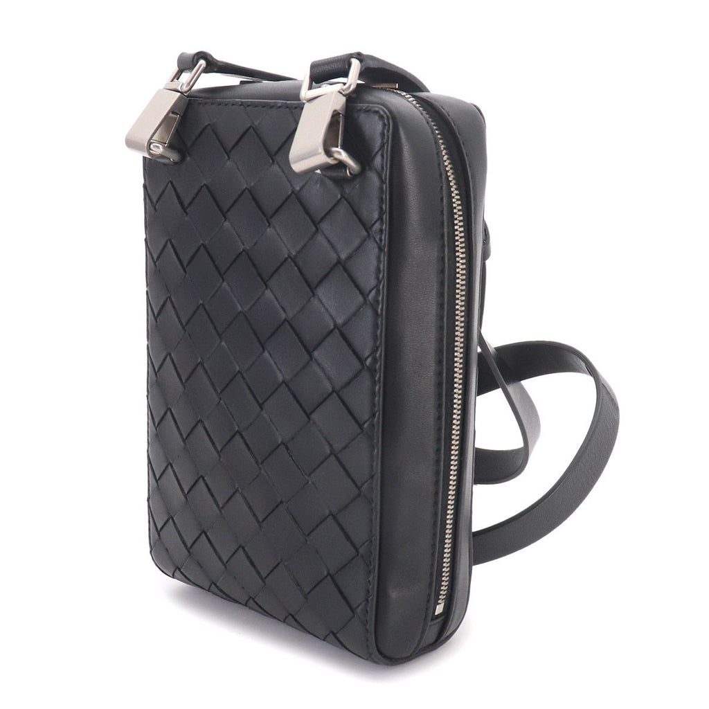 Bottega Veneta Intrecciato Crossbody Shoulder Bag Leather Black — view 4