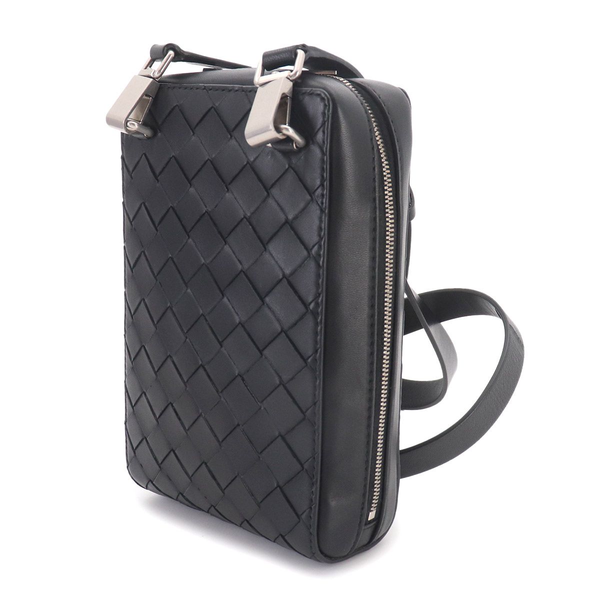 Bottega Veneta Intrecciato Crossbody Shoulder Bag Leather Black — view 4