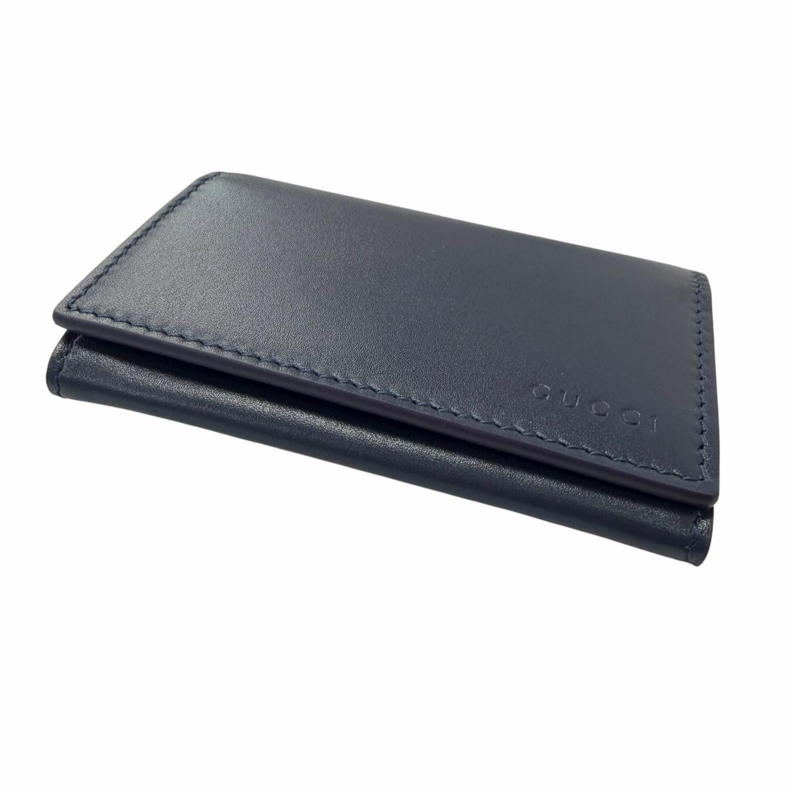 Gucci Leather Inside GG Logo All Over Pattern Card Case Business Holder Navy — view 5