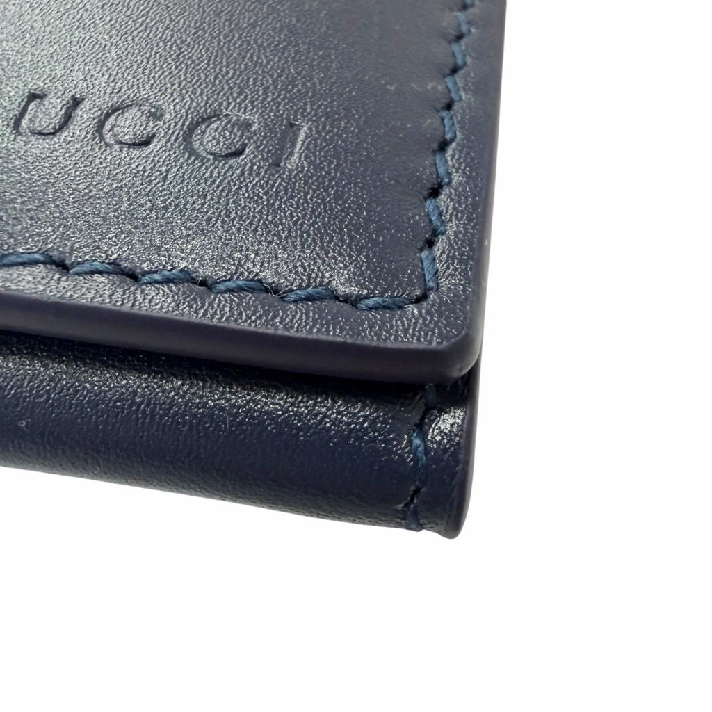 Gucci Leather Inside GG Logo All Over Pattern Card Case Business Holder Navy — view 6
