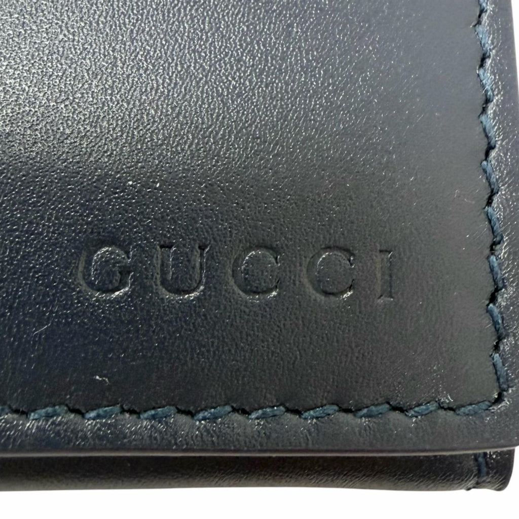 Gucci Leather Inside GG Logo All Over Pattern Card Case Business Holder Navy — view 7