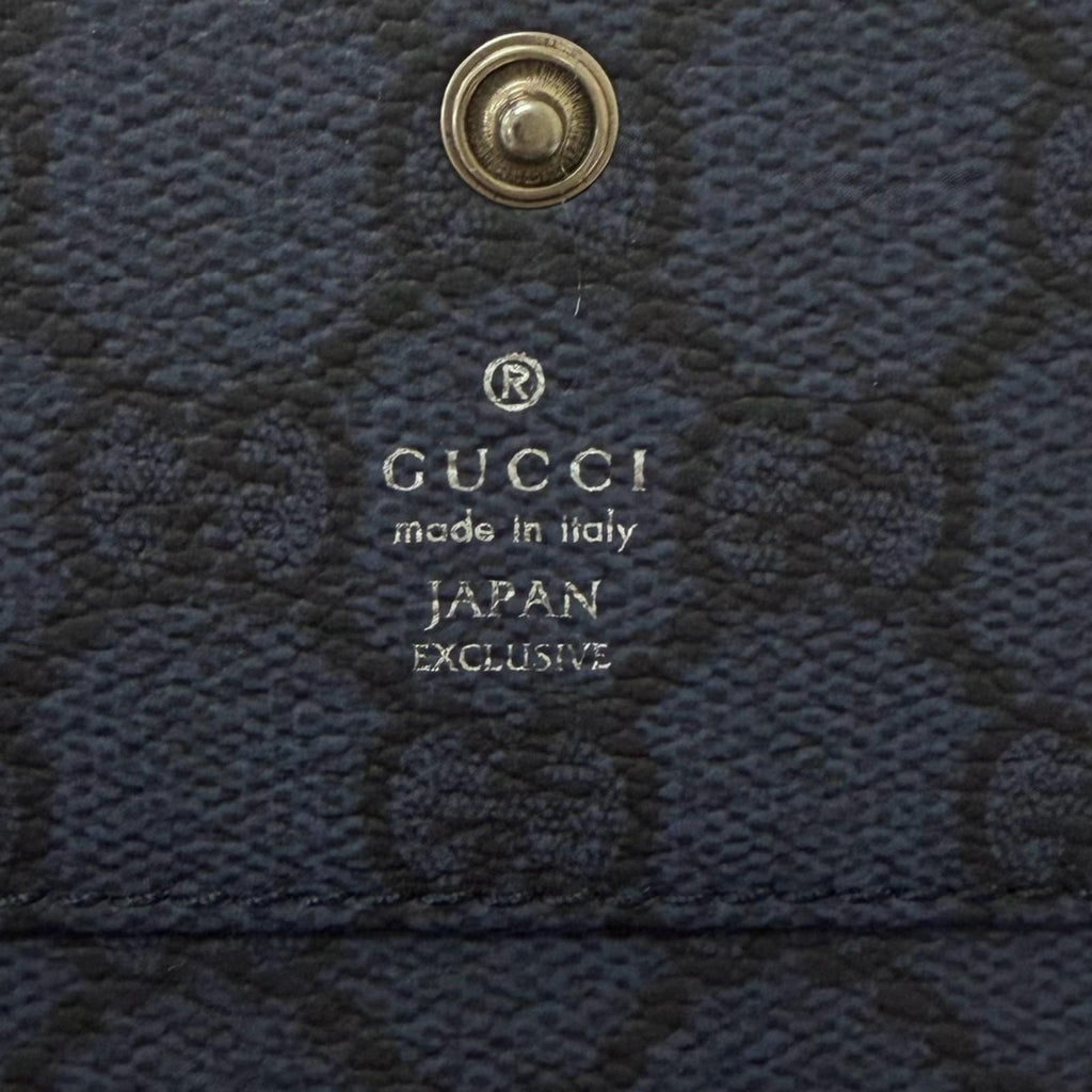 Gucci Leather Inside GG Logo All Over Pattern Card Case Business Holder Navy — view 8