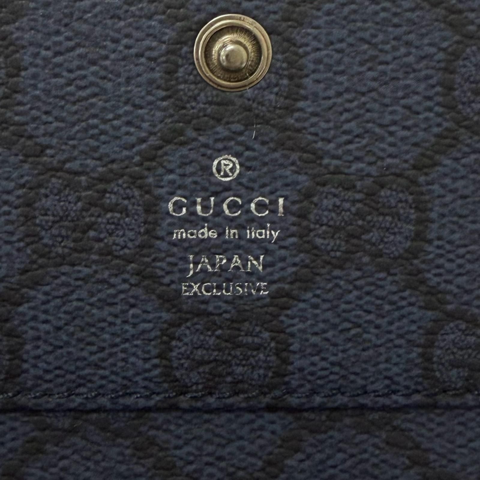 Gucci Leather Inside GG Logo All Over Pattern Card Case Business Holder Navy — view 8