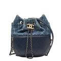 Chanel CC Logo Gabriel de Crossbody Chain Shoulder Bag Bucket Drawstring Blue