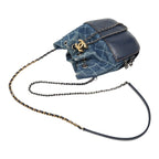 Chanel CC Logo Gabriel de Crossbody Chain Shoulder Bag Bucket Drawstring Blue — view 6