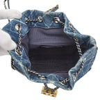 Chanel CC Logo Gabriel de Crossbody Chain Shoulder Bag Bucket Drawstring Blue — view 7