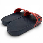 Chanel CC Logo Border Pattern Rubber Slides Sandals Red Navy — view 2