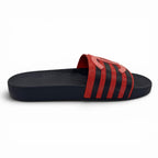 Chanel CC Logo Border Pattern Rubber Slides Sandals Red Navy — view 5