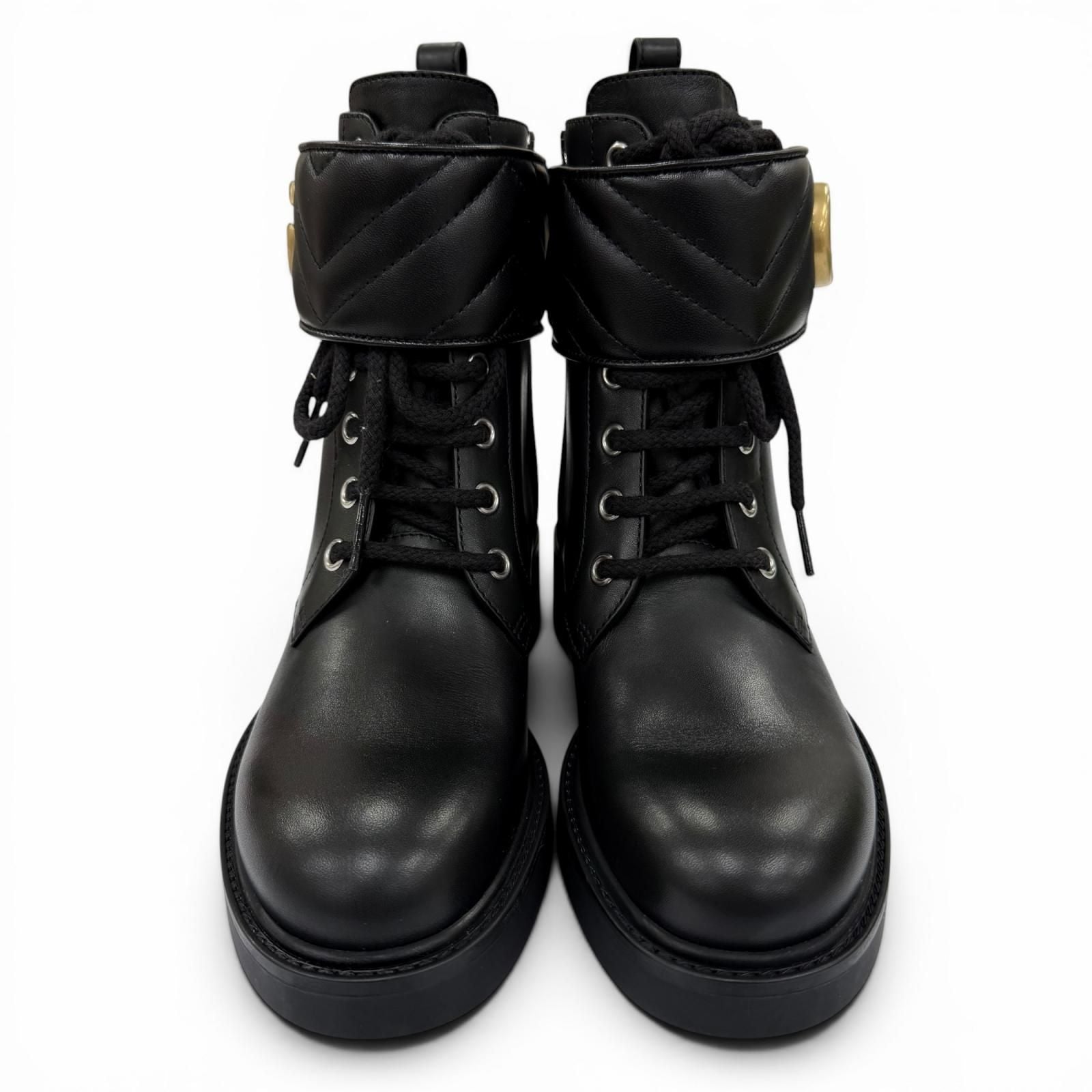 Gucci GG Marmont Leather Short Boots Black Gold 35 Boxes — view 4