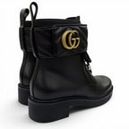 Gucci GG Marmont Leather Short Boots Black Gold 35 Boxes — view 3