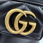 Gucci GG Marmont Leather Short Boots Black Gold 35 Boxes — view 9