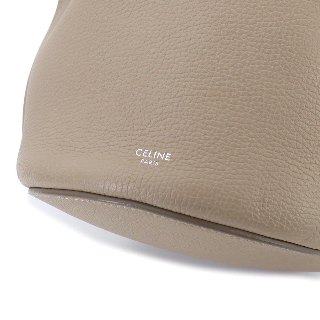 Celine Big Bag Nano Bucket Hand Bag Leather Beige Silver — view 7