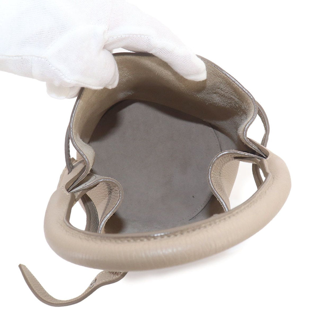Celine Big Bag Nano Bucket Hand Bag Leather Beige Silver — view 6