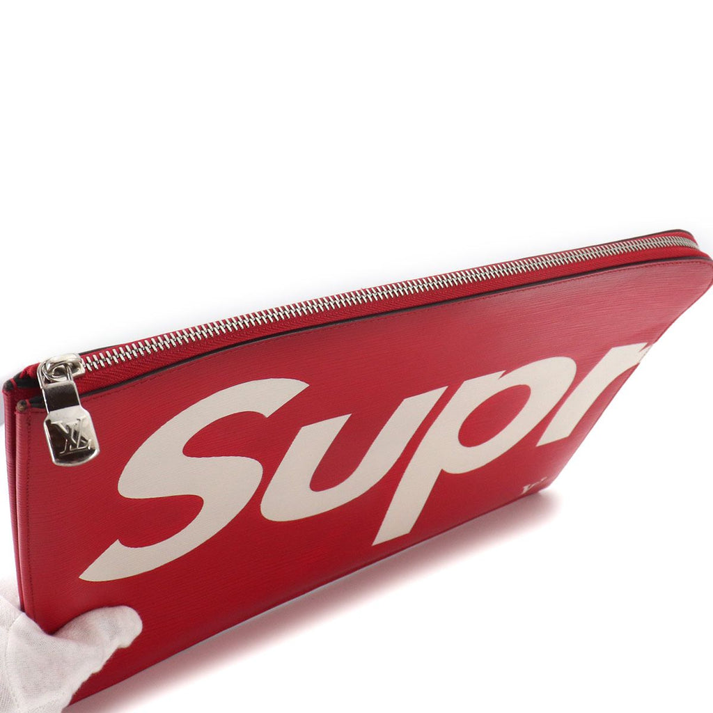 Louis Vuitton Supreme Epi Pochette Jour GM Clutch Red White — view 8