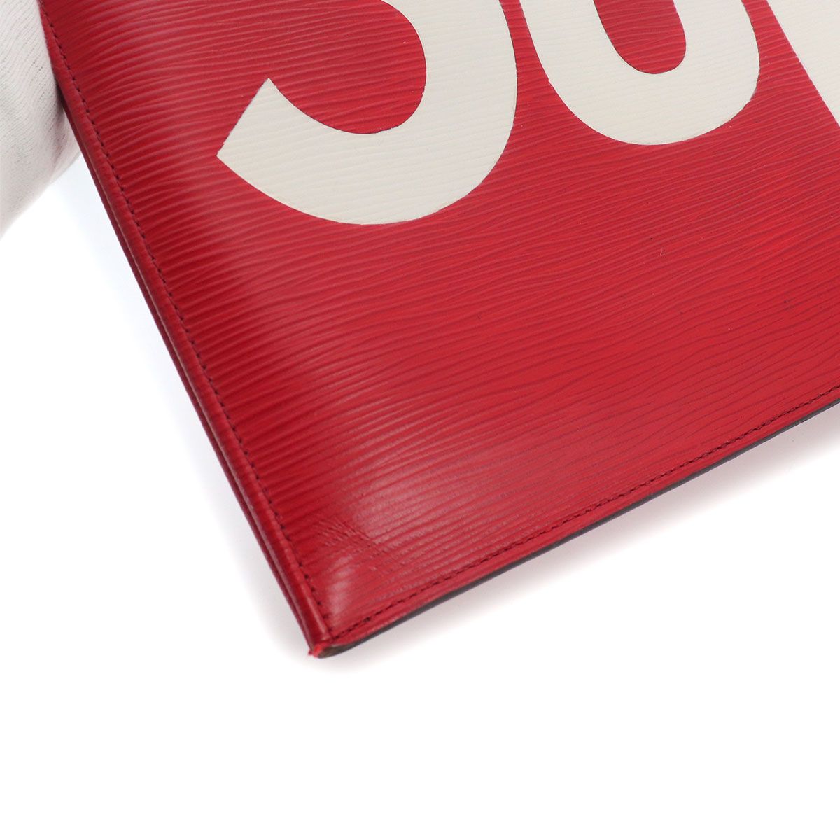 Louis Vuitton Supreme Epi Pochette Jour GM Clutch Red White — view 7