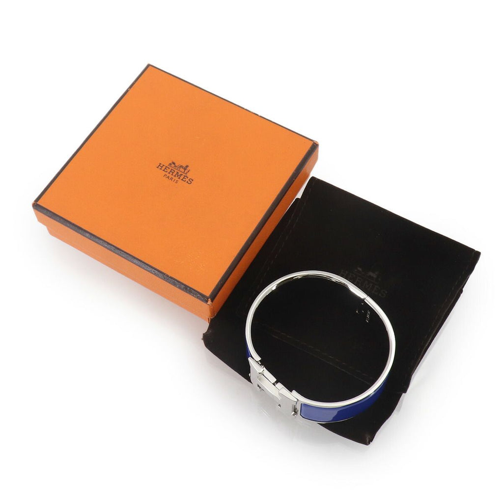 Hermes Clic Clac PM Bangle Blue Silver Bracelet — view 2