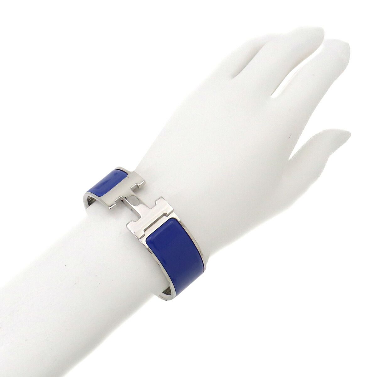 Hermes Clic Clac PM Bangle Blue Silver Bracelet — view 6