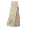 Louis Vuitton Monogram Shearling Scarf LV Logo Beige