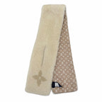 Louis Vuitton Monogram Shearling Scarf LV Logo Beige — view 2