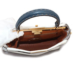 Fendi Selleria Peekaboo Regular 2-Way Bag Leather White Navy — view 6