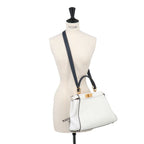 Fendi Selleria Peekaboo Regular 2-Way Bag Leather White Navy — view 9
