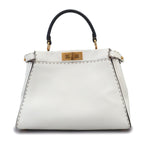 Fendi Selleria Peekaboo Regular 2-Way Bag Leather White Navy — view 2