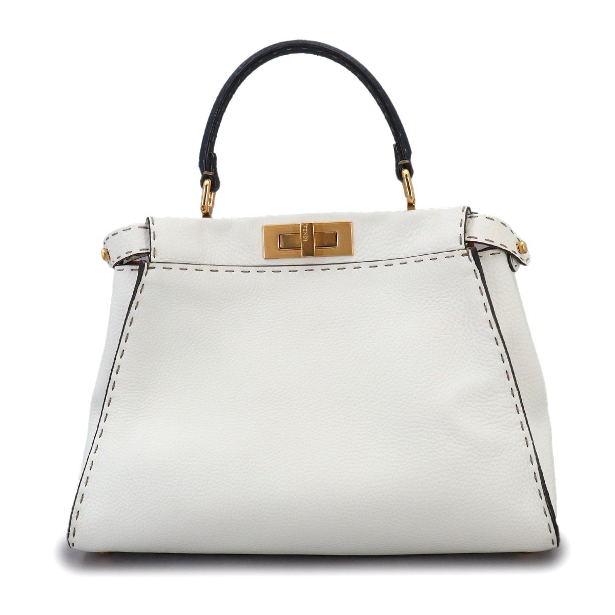 Fendi Selleria Peekaboo Regular 2-Way Bag Leather White Navy — view 2