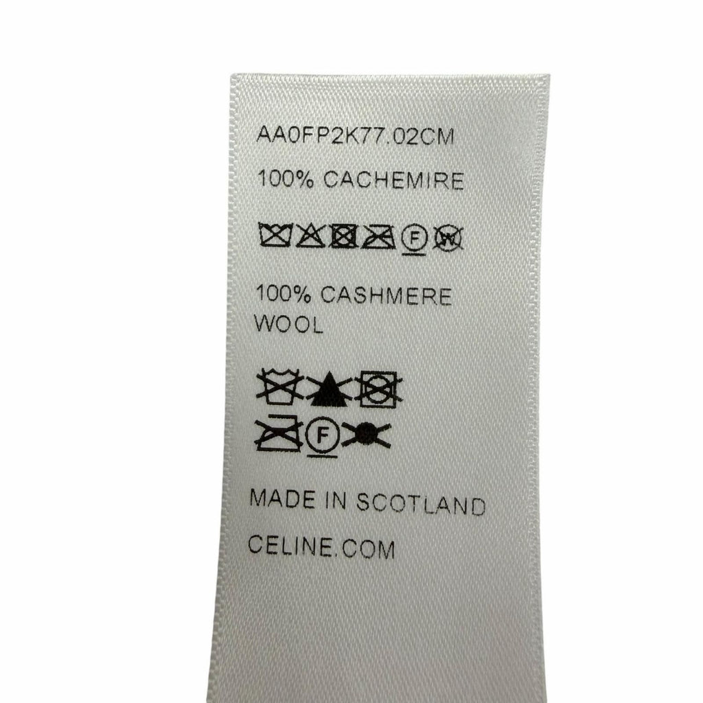 Celine Cashmere Logo Fringe Shawl Scarf Brown 30 180 cm — view 8