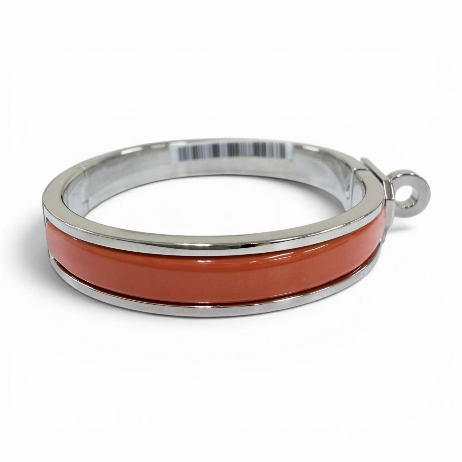 Hermes Mini Click Kelly Bracelet Bangle Silver Orange — view 5