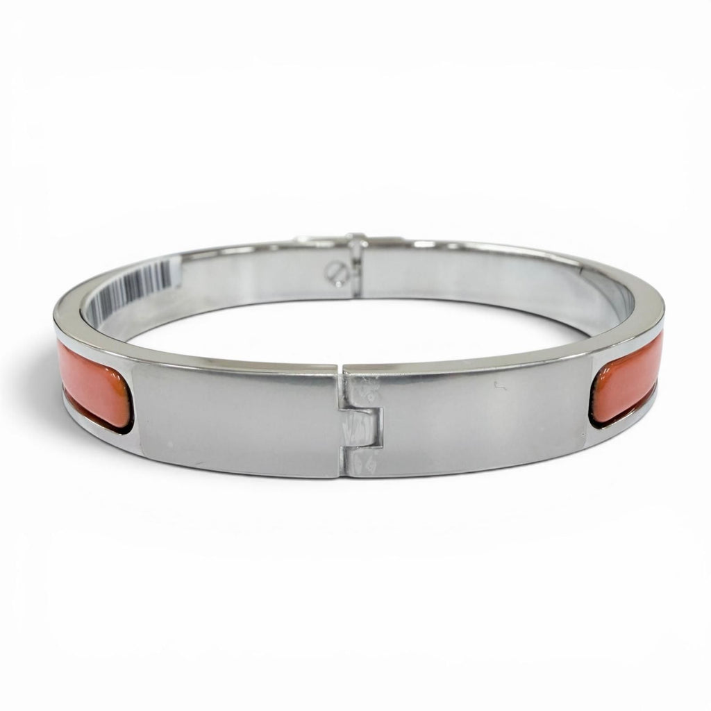 Hermes Mini Click Kelly Bracelet Bangle Silver Orange — view 4