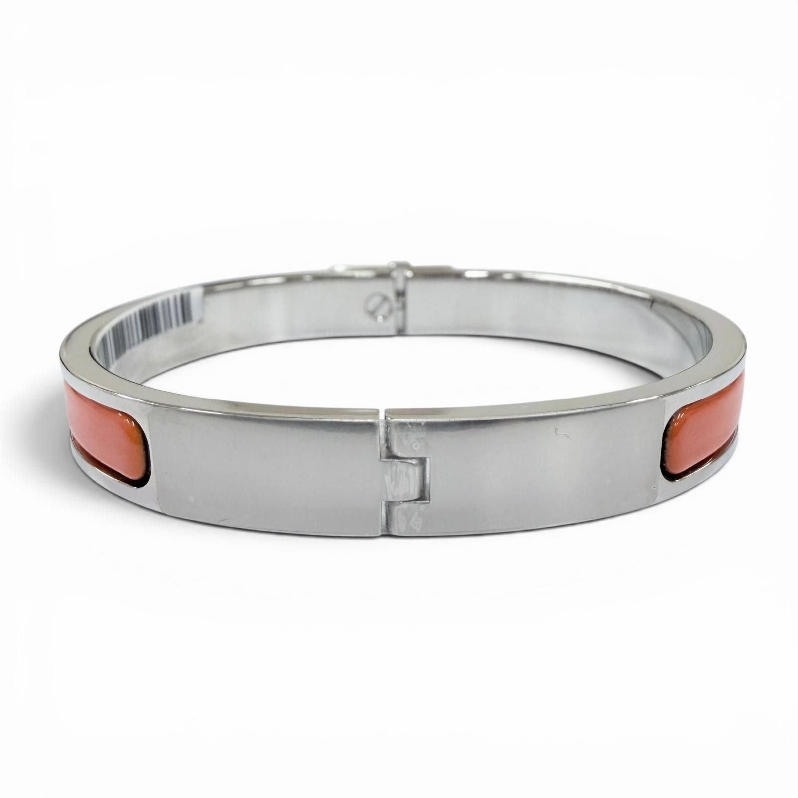 Hermes Mini Click Kelly Bracelet Bangle Silver Orange — view 4