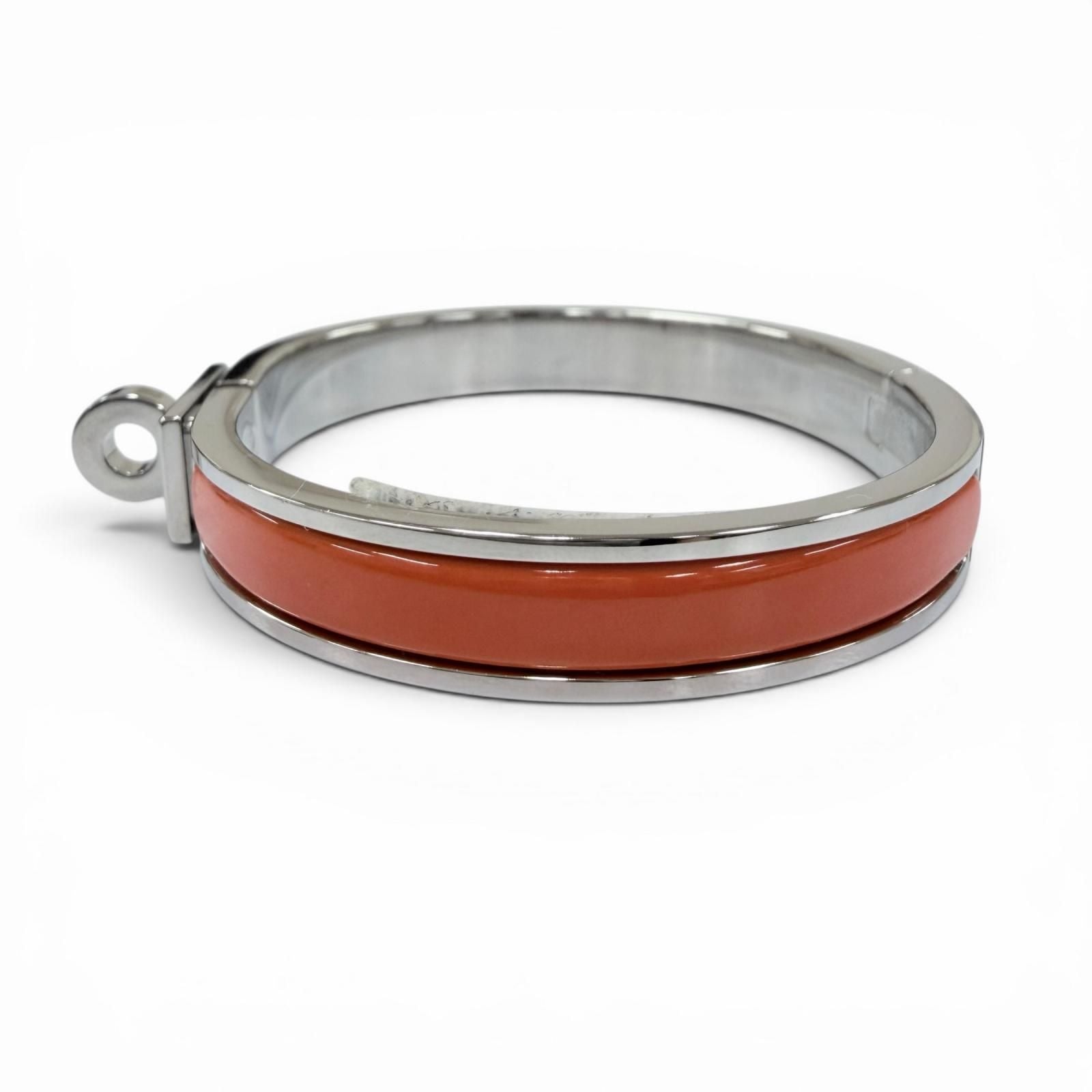 Hermes Mini Click Kelly Bracelet Bangle Silver Orange — view 3