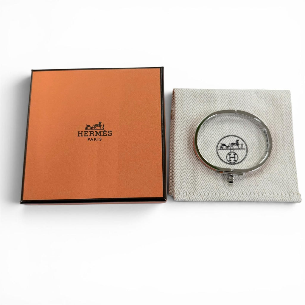 Hermes Mini Click Kelly Bracelet Bangle Silver Orange — view 2