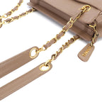 Chanel Triple Coco Chain Shoulder Bag Caviar Leather Light Brown Gold Vintage — view 9