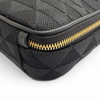Prada Brick Triangle Logo Jacquard Leather Shoulder Bag Black — view 8