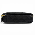 Prada Brick Triangle Logo Jacquard Leather Shoulder Bag Black — view 7