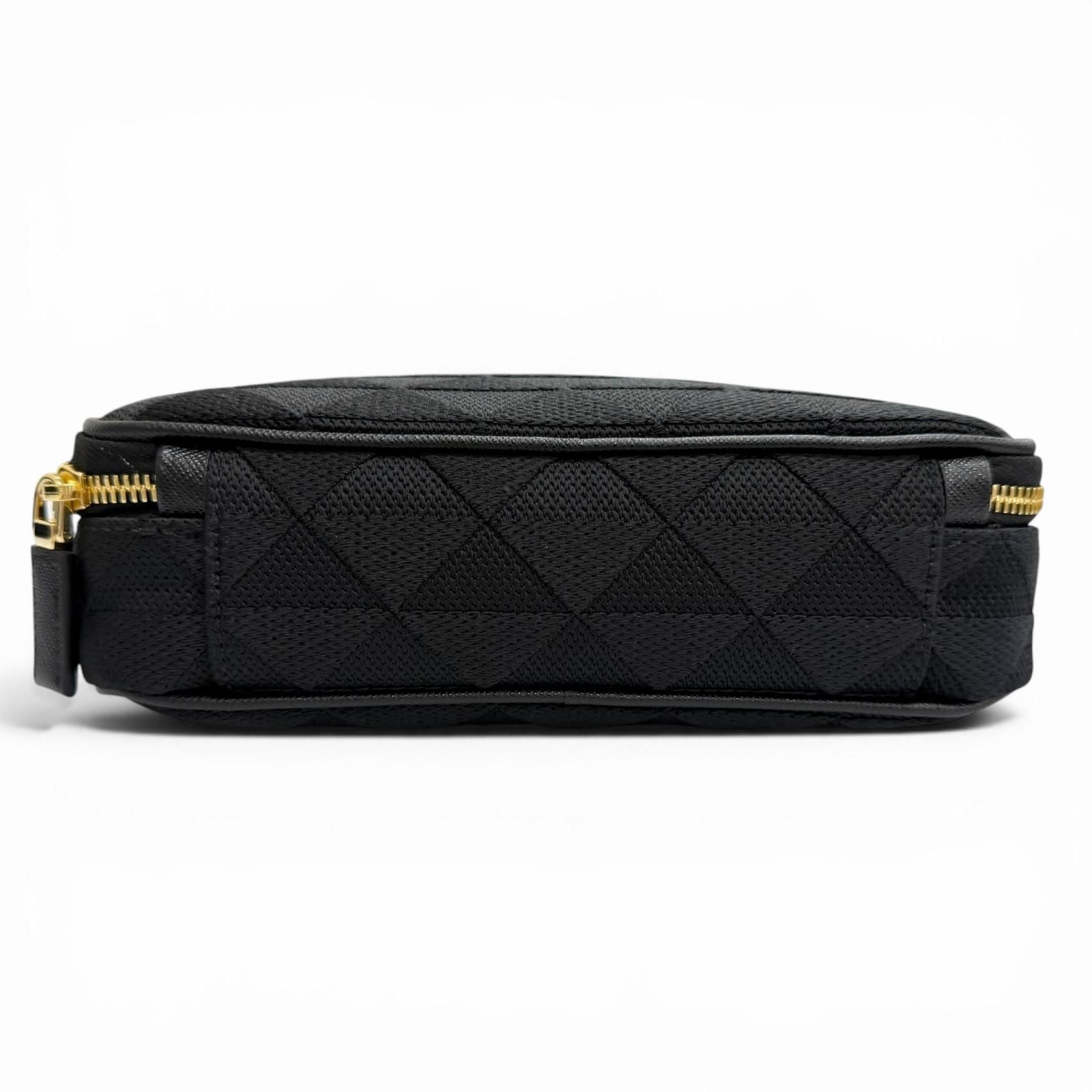 Prada Brick Triangle Logo Jacquard Leather Shoulder Bag Black — view 7