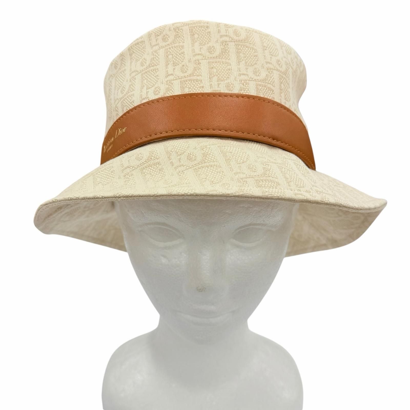 Dior Teddy-d Oblique Bob Hat Cotton 100% Leather Hat 58 — view 3